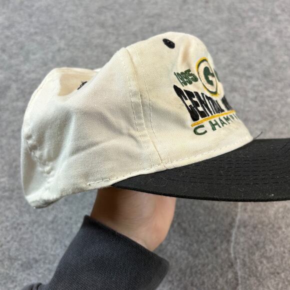 VINTAGE 90s Green Bay Packers Hat Cap Mens Cream NFC Central Division Champions - Picture 2 of 5